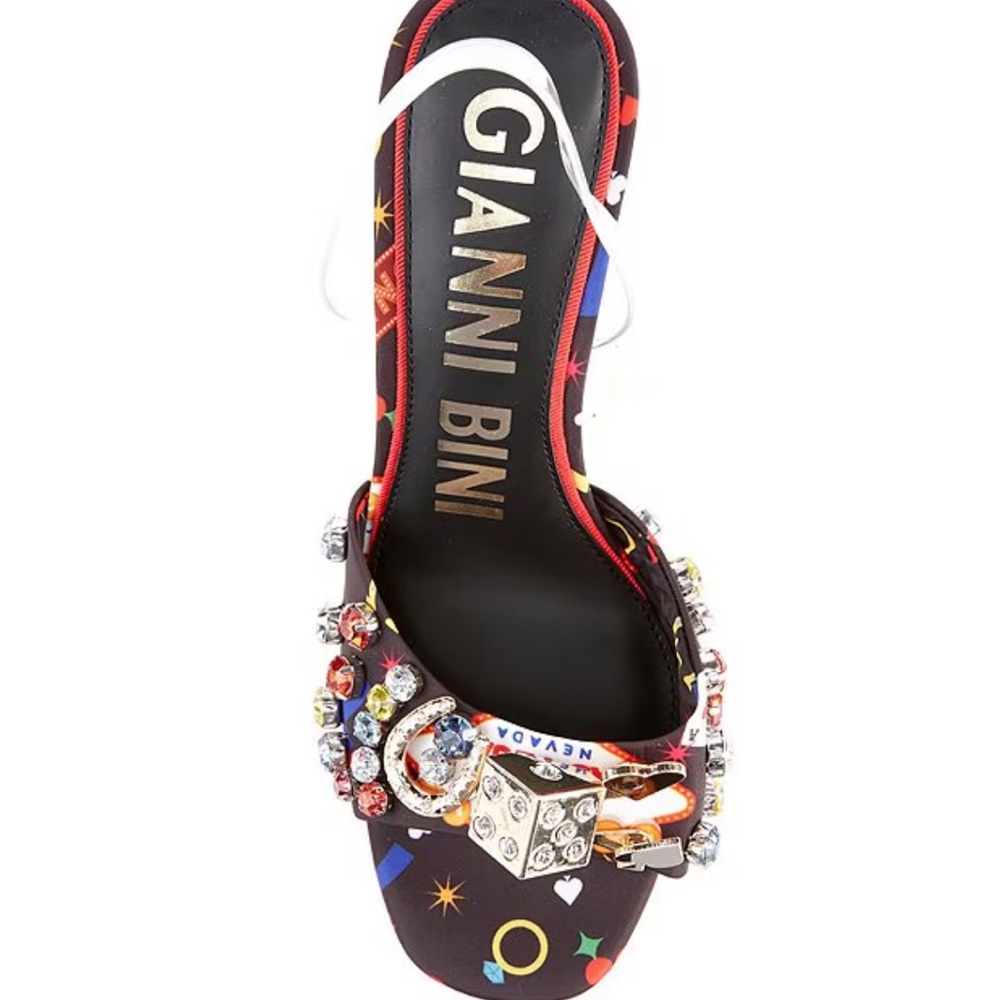 Gianni Bini Maverick Printed Casino Ornament Martini Heel Dress Sandals - Picture 3 of 8